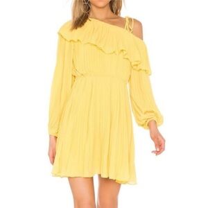 NWT Yellow Pleated One Shoulder Dress